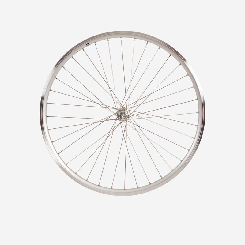 rueda ciudad 28 delantera doble pared v-brake eje con pernos plata