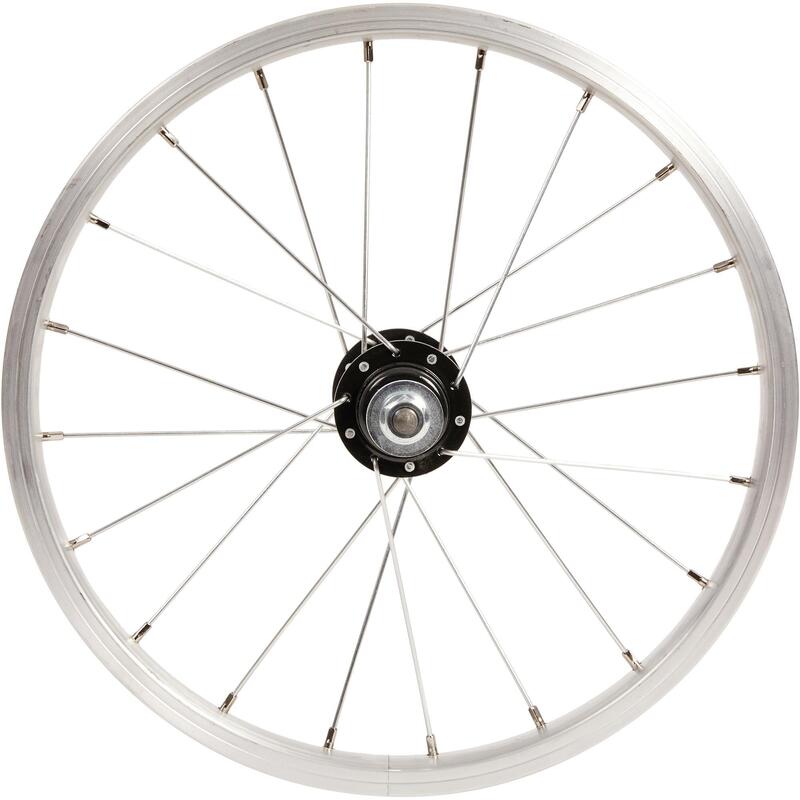 Rueda Bici Niño 16" Trasera Piñon Libre Tambor / V-Brake Pared Simple Plateado