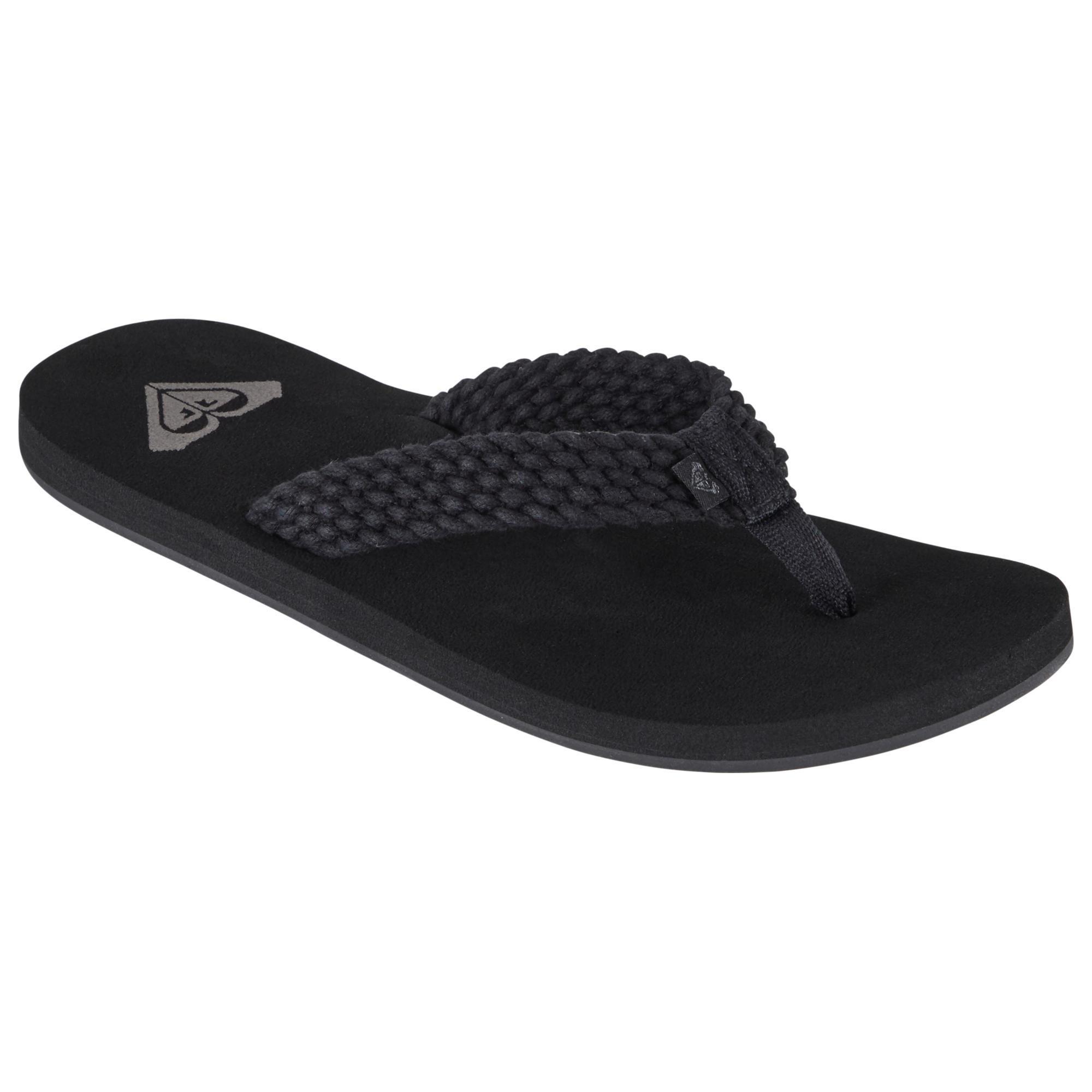 womens black roxy flip flops