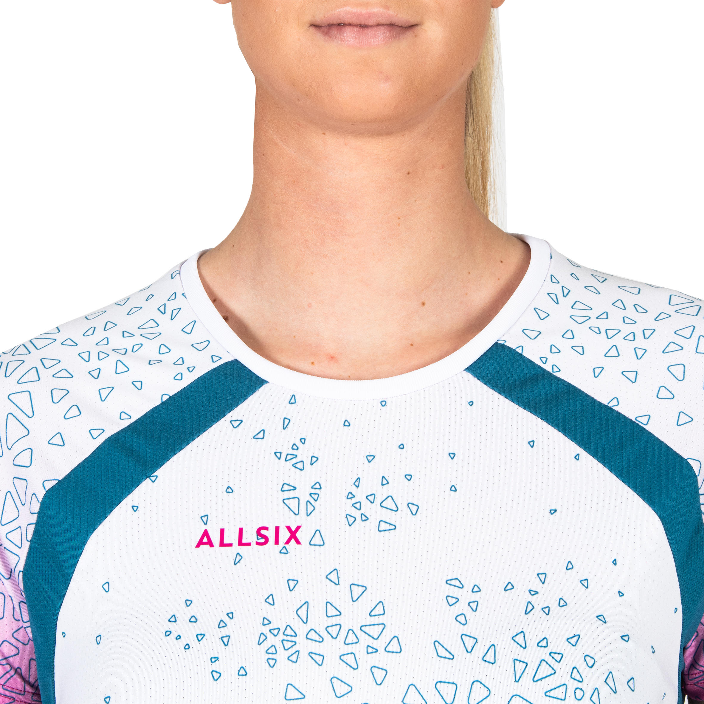 ALLSIX Dámsky volejbalový dres V500 bielo-tyrkysovo.ružový XS · záber 6