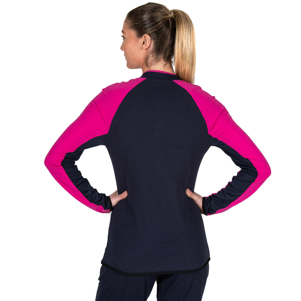 Trainingsjacke VJA100 Volleyball Damen marineblau/pink