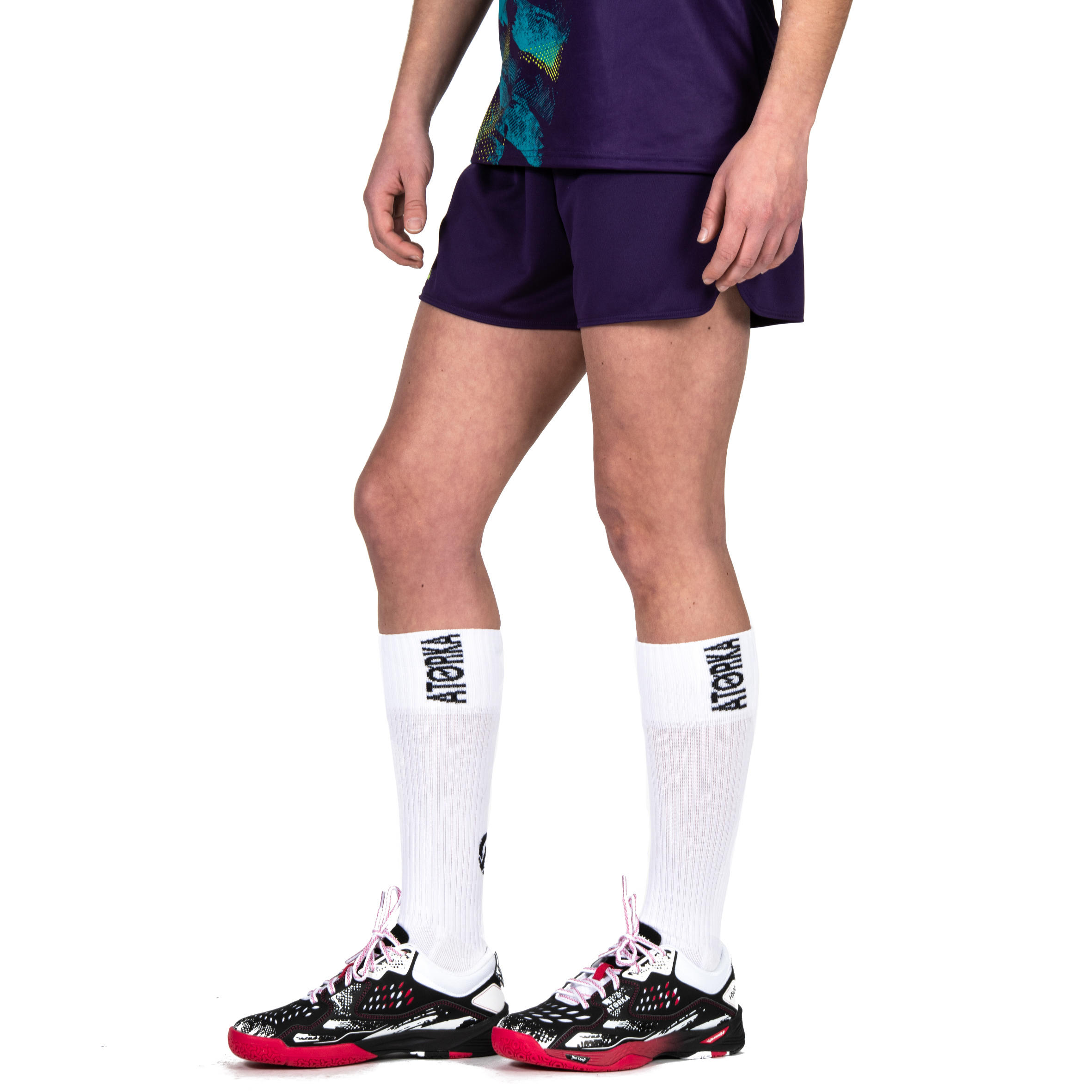 H500 Women's Handball Shorts - Purple/Yellow 6/7