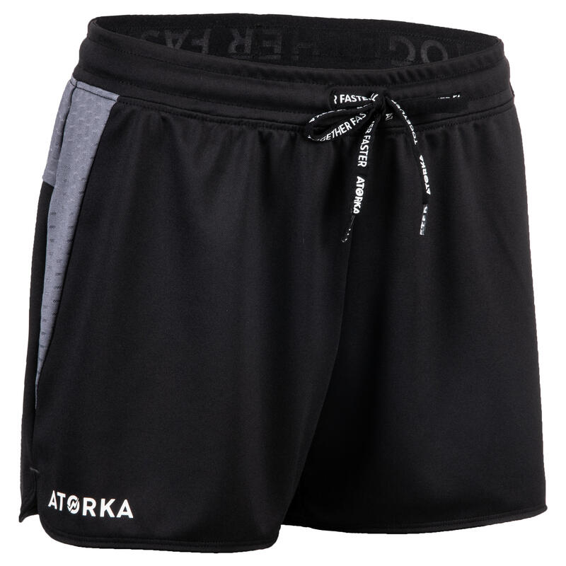 Pantalón Corto Balonmano Atorka H500 mujer Negro Gris