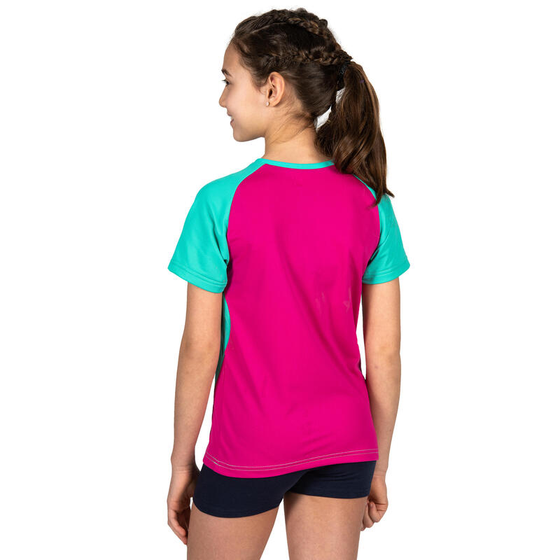 Camisola de Voleibol Menina V100 Verde e Rosa