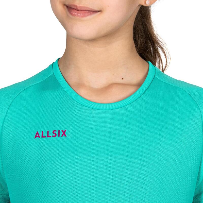 Camisola de Voleibol Menina V100 Verde e Rosa