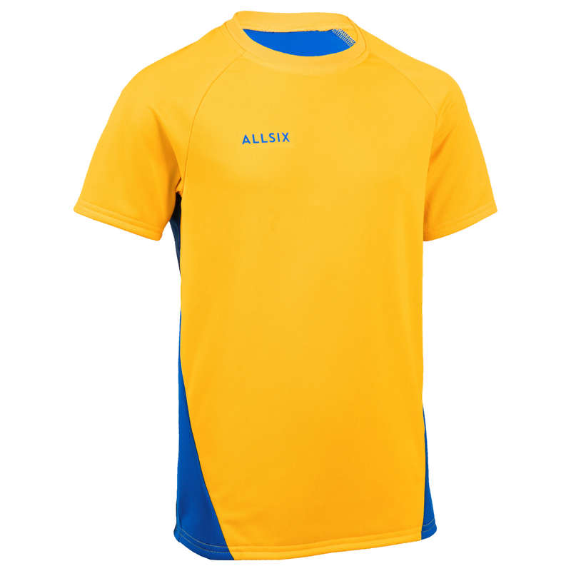 VOLLEY BALL APPAREL Volleyball and Beach Volleyball - V100 Boys' T-Shirt Yellow/Blue ALLSIX - Volleyball and Beach Volleyball