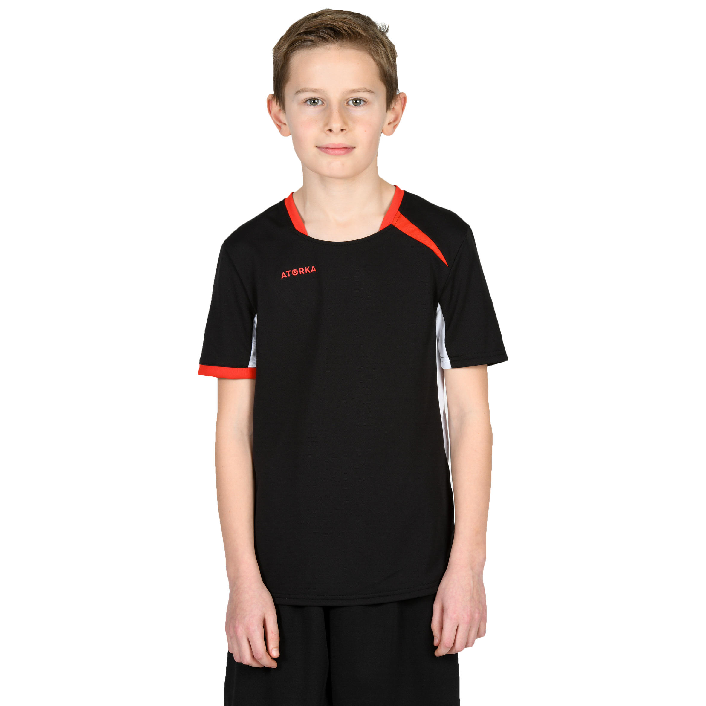 Camiseta de Balonmano Atorka H100 Niños Negro Blanco Rojo 2/6