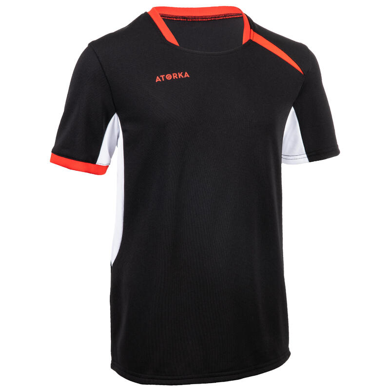 Tricou Handbal H100 Negru/Roşu Copii