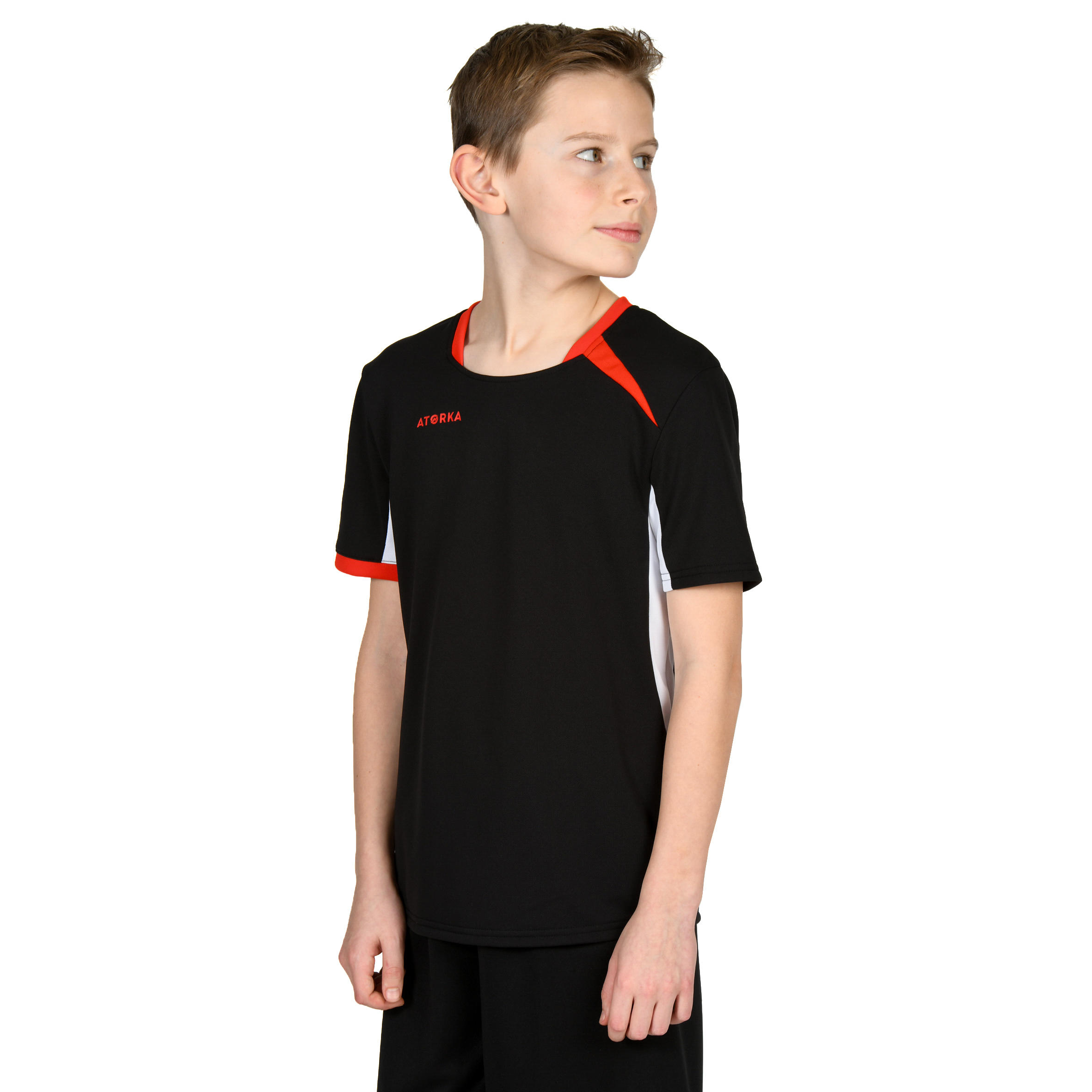 Camiseta de Balonmano Atorka H100 Niños Negro Blanco Rojo 5/6