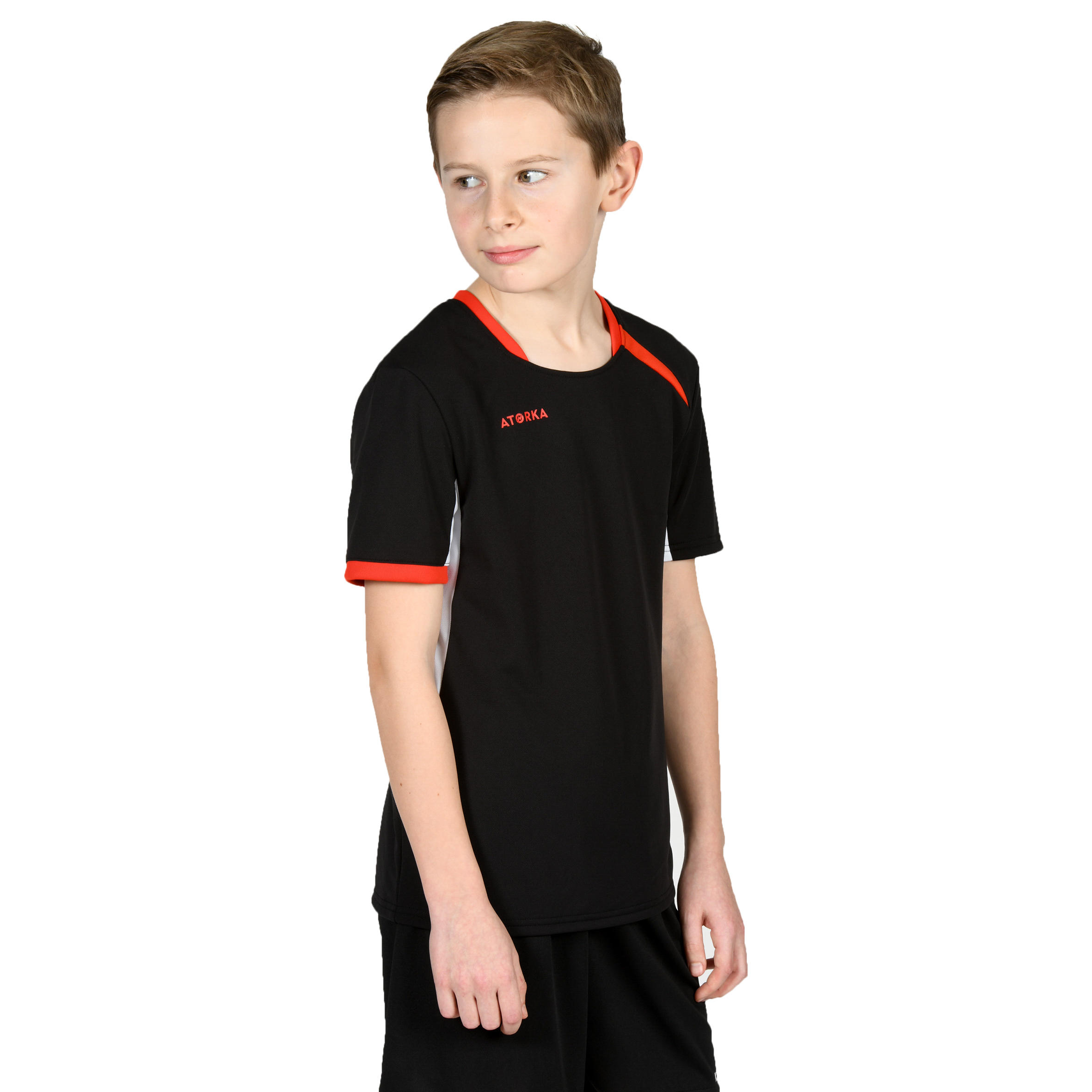 Camiseta de Balonmano Atorka H100 Niños Negro Blanco Rojo 3/6