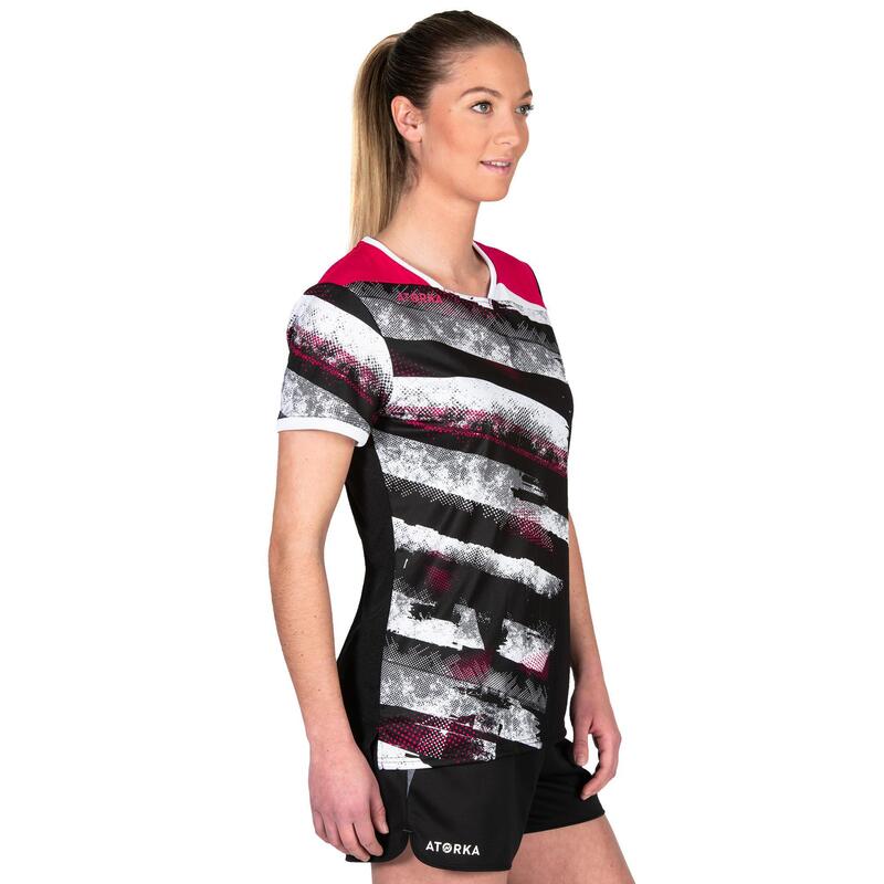 Camisola de Andebol H500 Mulher Preto/Rosa