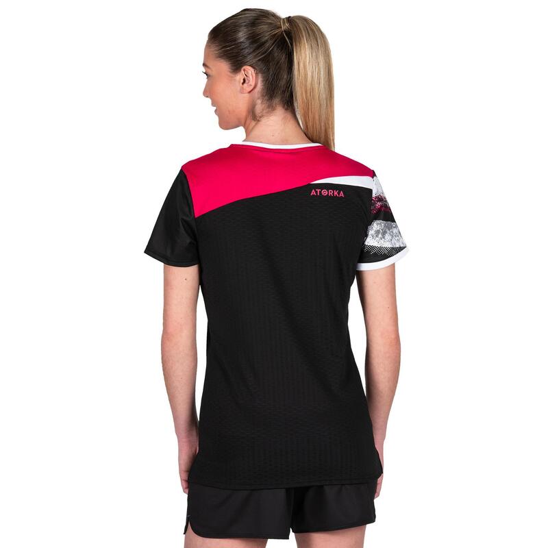 Camiseta de balonmano H500 Negro / Rosa 