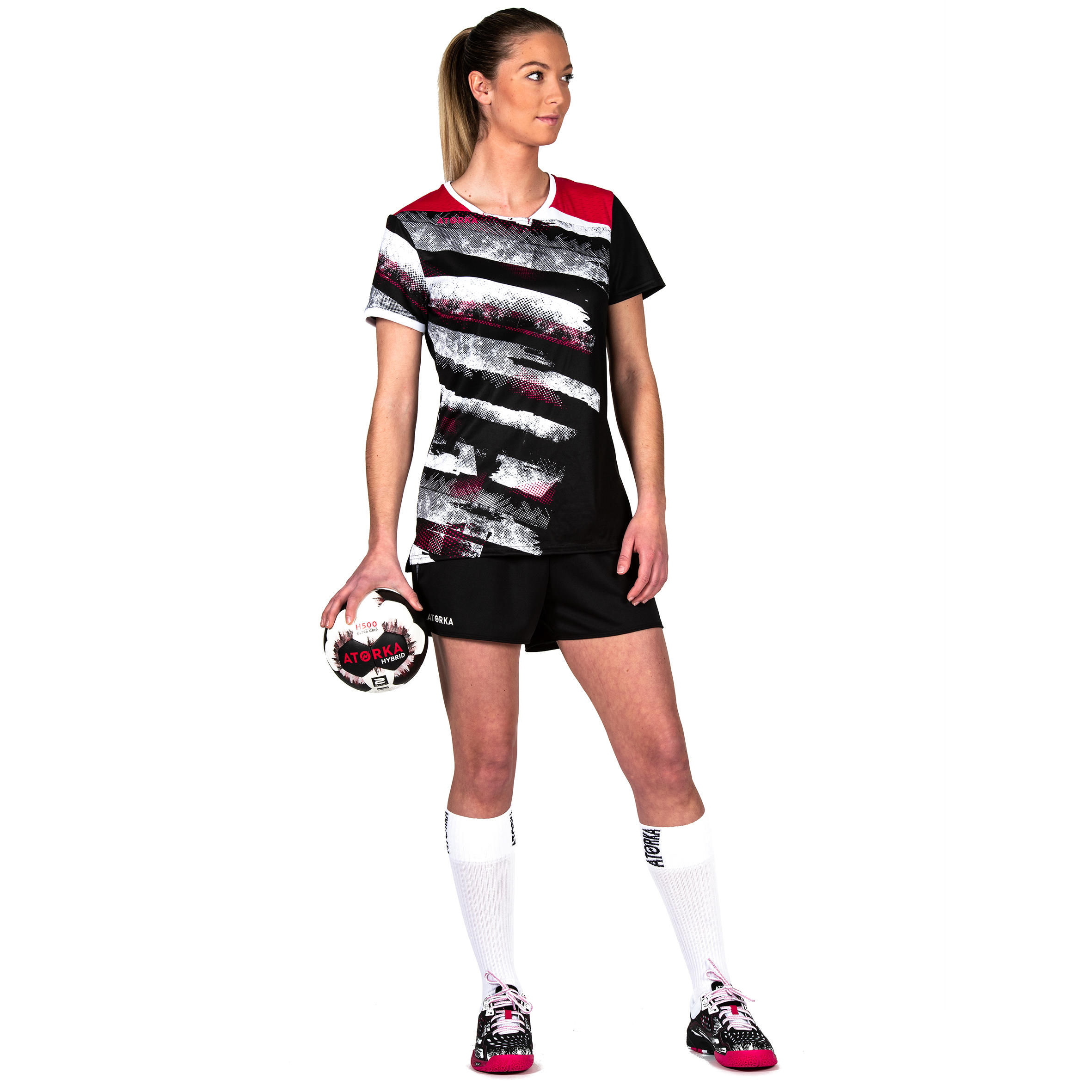 Calcetines Balonmano Atorka Caña Alta H500 Adulto blancos 4/6