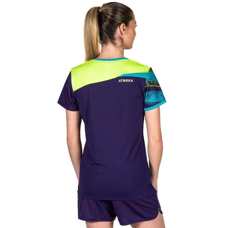 Handballtrikot H500 Damen violett/gelb