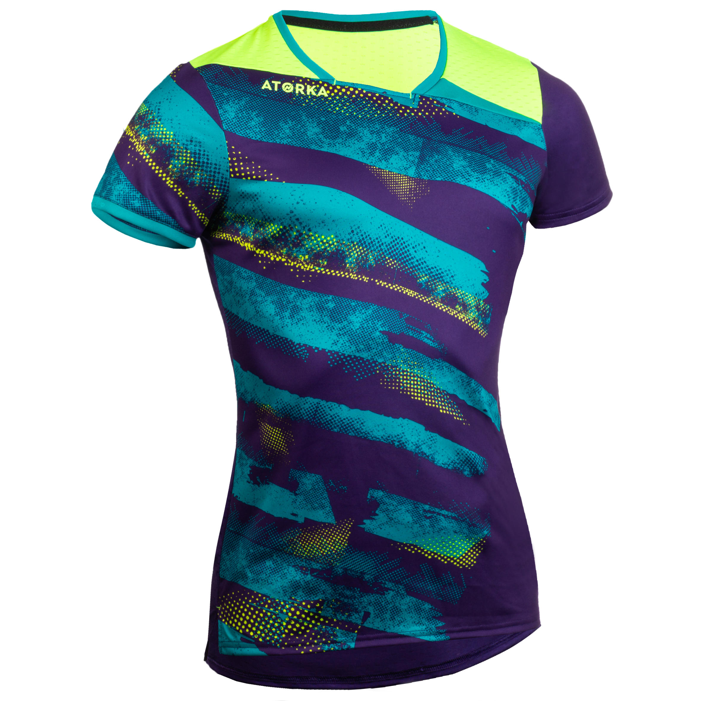 Atorka Handbalshirt Dames H500 Paars Geel atorka kopen in de aanbieding