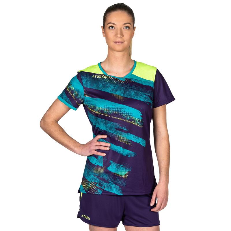 Handballtrikot H500 Damen violett/gelb