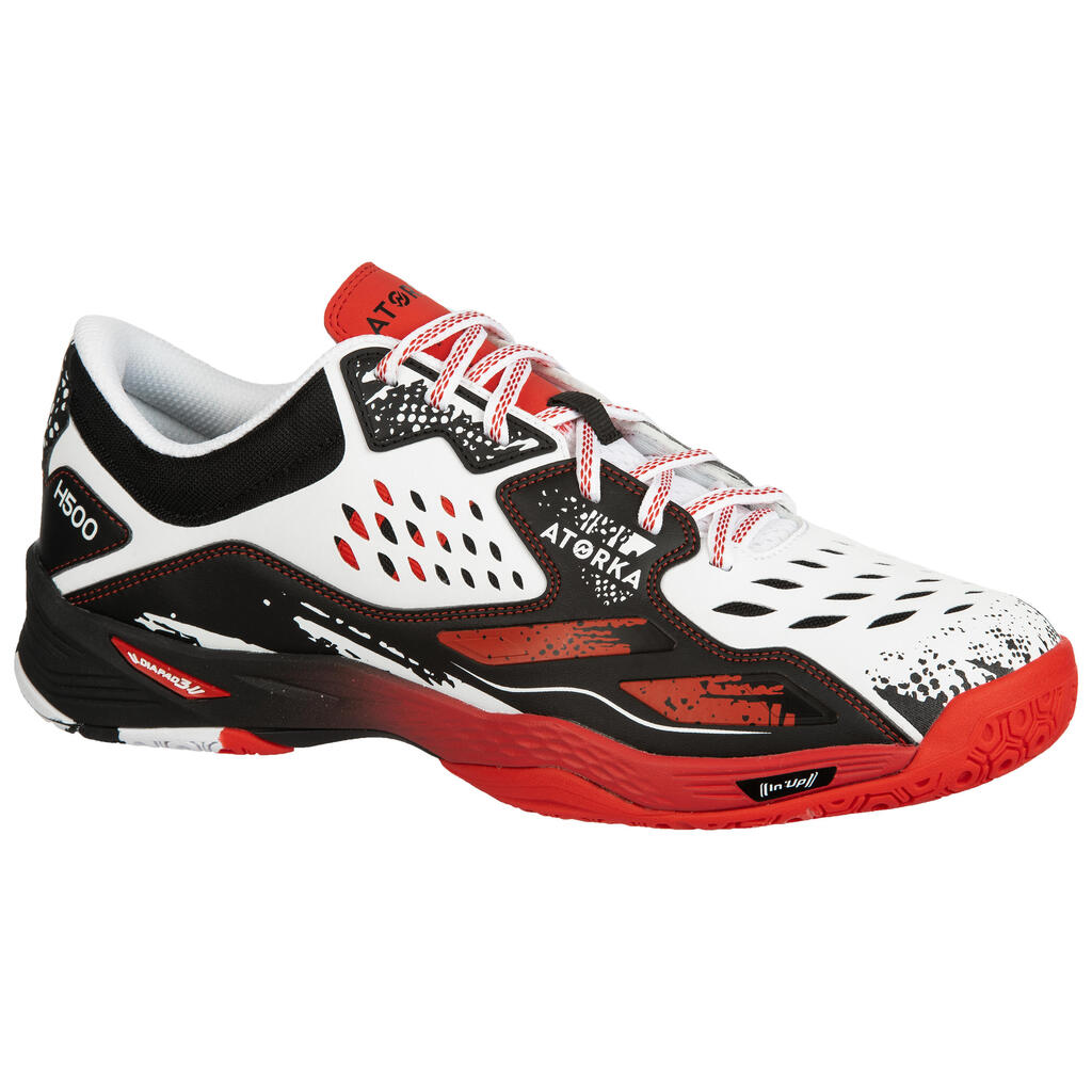 Handballschuhe H500 weiß/rot/schwarz