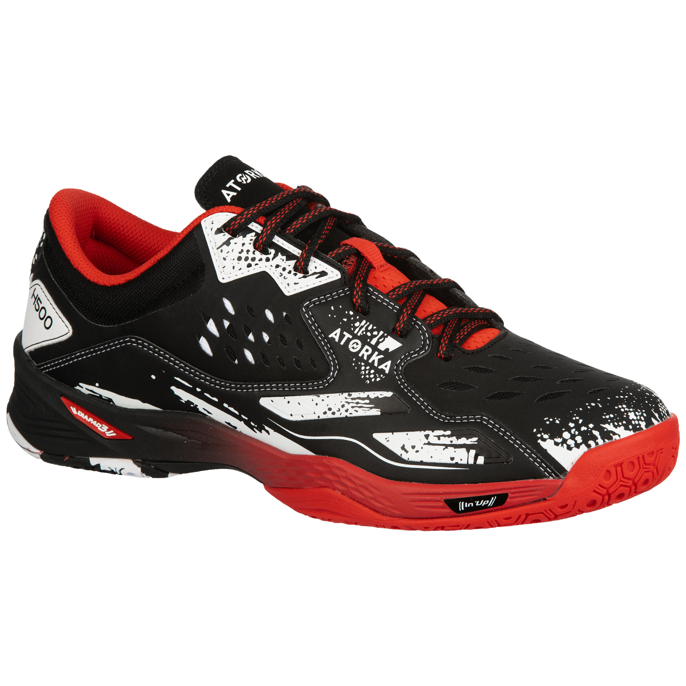 ATORKA H500 Handball Shoes - Black/Red/White