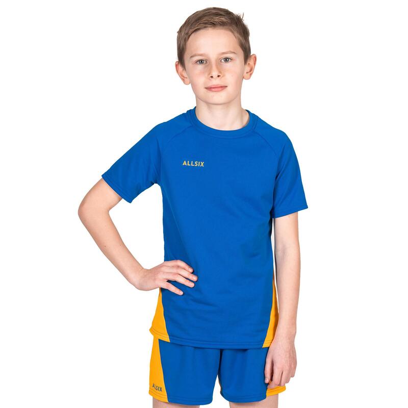 Maillot de volley-ball garçon V100 bleu et jaune