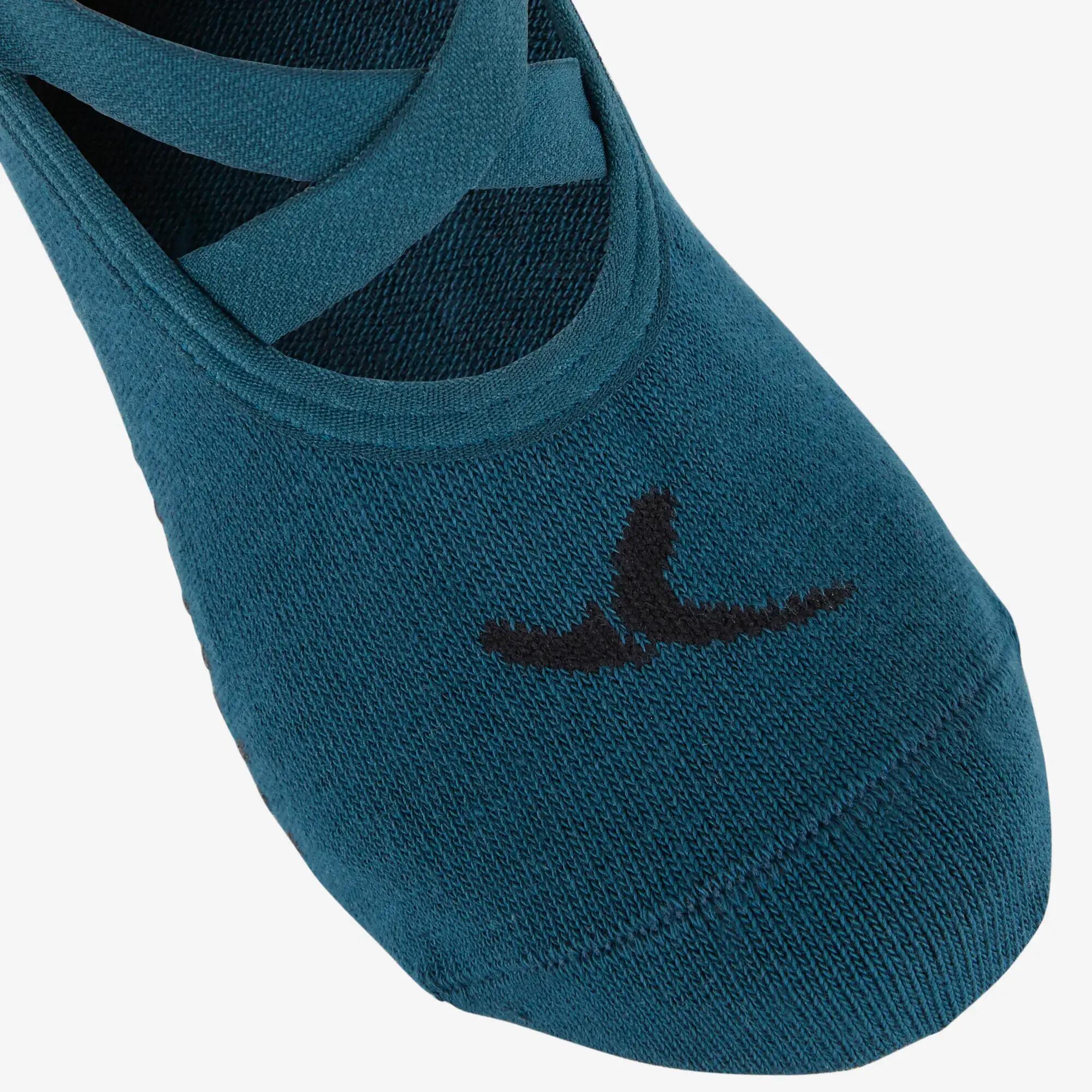 500 Women's Pilates & Gentle Gym Non-Slip Ballet Socks - Teal 4/4