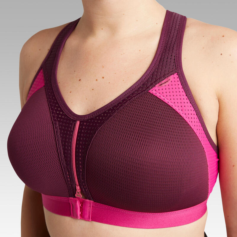 BRASSIERE DE RUNNING EASY ZIP PRUNE / ROSE FUCHSIA