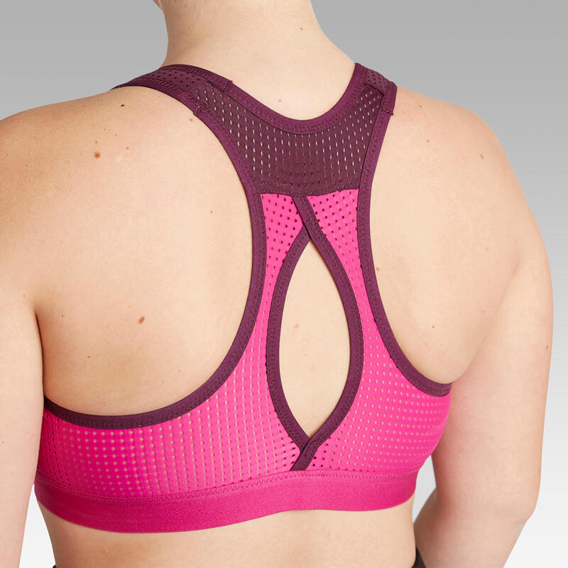 BRASSIERE DE RUNNING EASY ZIP PRUNE / ROSE FUCHSIA