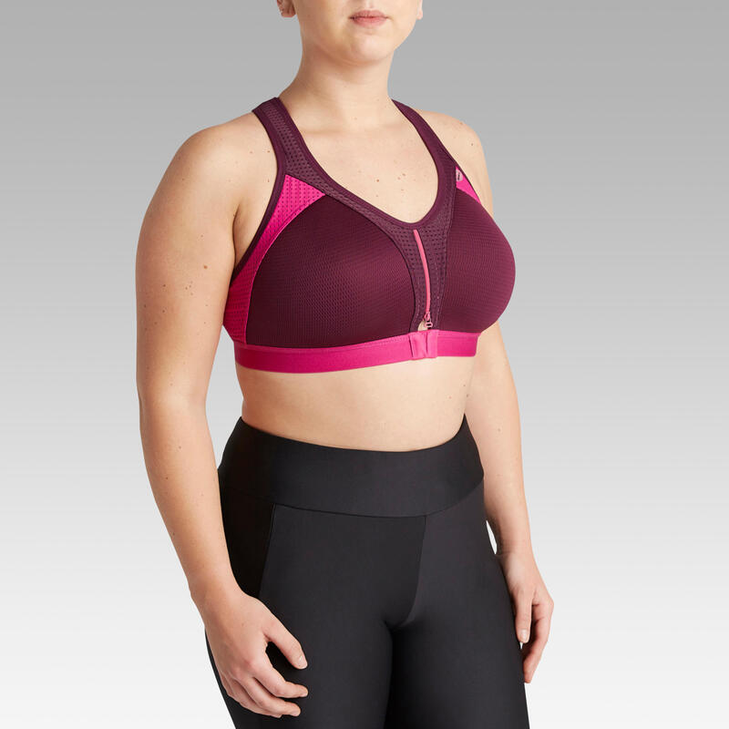 BRASSIERE DE RUNNING EASY ZIP PRUNE / ROSE FUCHSIA