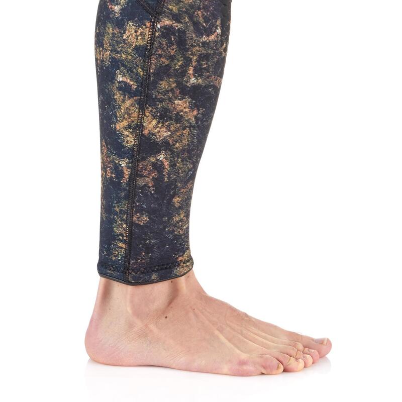 Pantalón Pesca Submarina SPF 540 Hombre Camuflaje Marrón Neopreno 5 mm