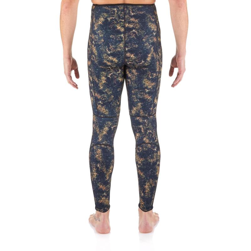 Pantalón Pesca Submarina SPF 540 Hombre Camuflaje Marrón Neopreno 5 mm