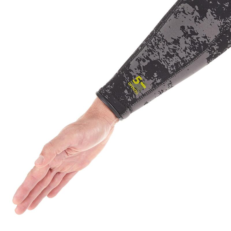 Jachetă vânătoare subacvatică camuflaj neopren de 5 mm SPF 500 Negru 
