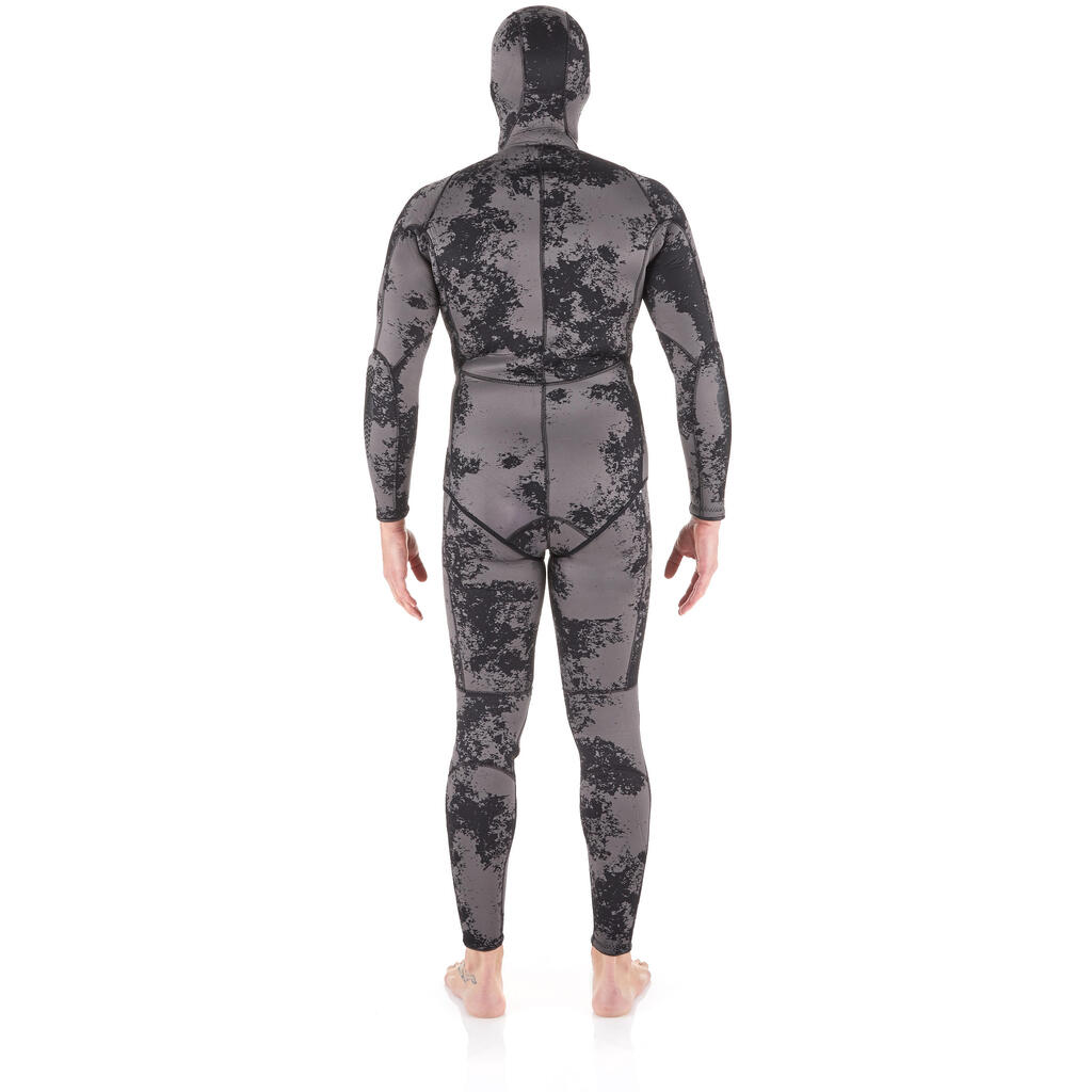 Men's spearfishing jacket 5 mm neoprene SPF 540 grey camouflage
