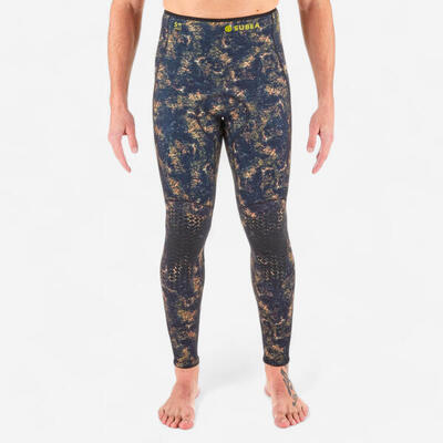 Pantalón Pesca Submarina SPF 540 Hombre Camuflaje Marrón Neopreno 5 mm
