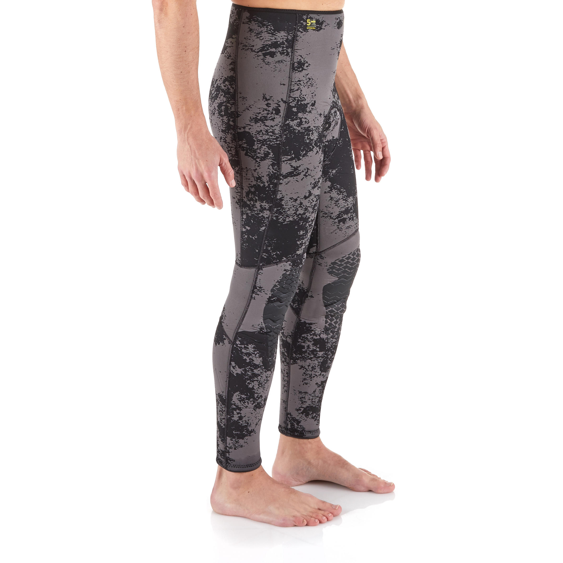 Men's spearfishing trousers 5 mm neoprene SPF 540 grey camouflage 3/8
