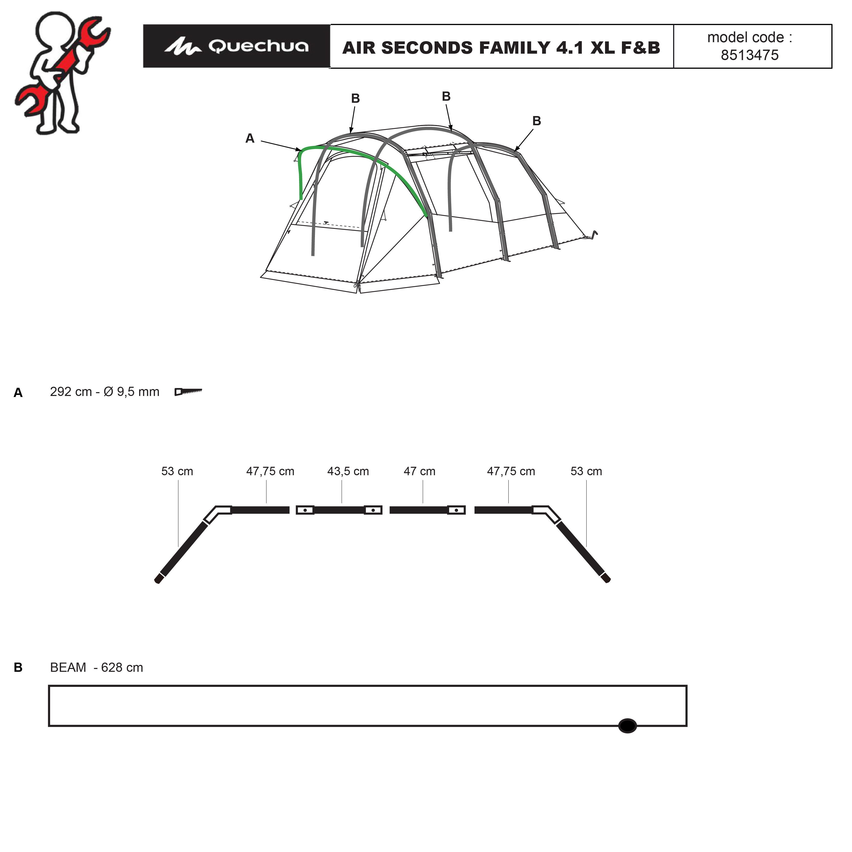 Tente de camping gonflable 4 personnes, Air Seconds Fresh & Black - QUECHUA