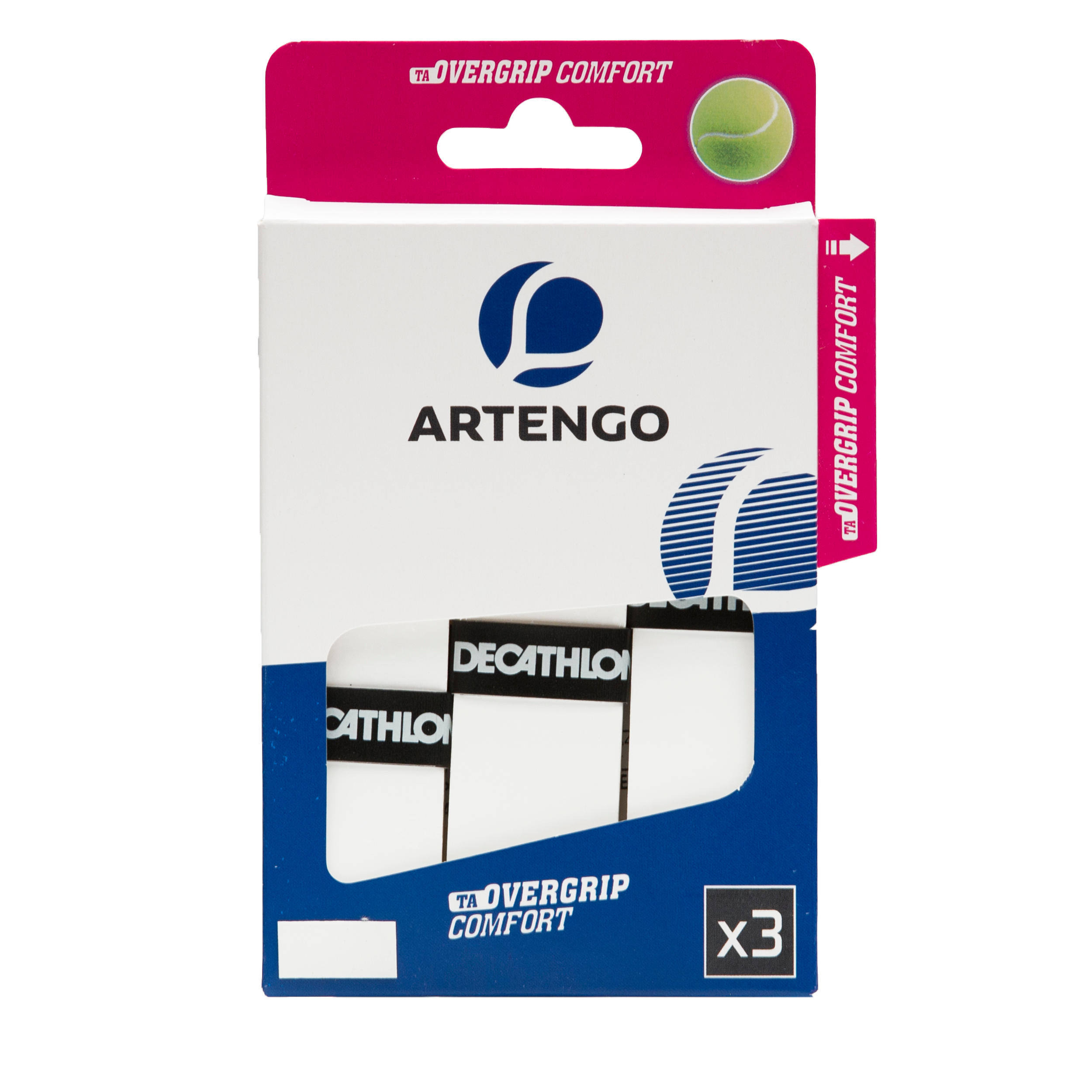 Tennis Comfort Overgrip 3-Pack - White - ARTENGO