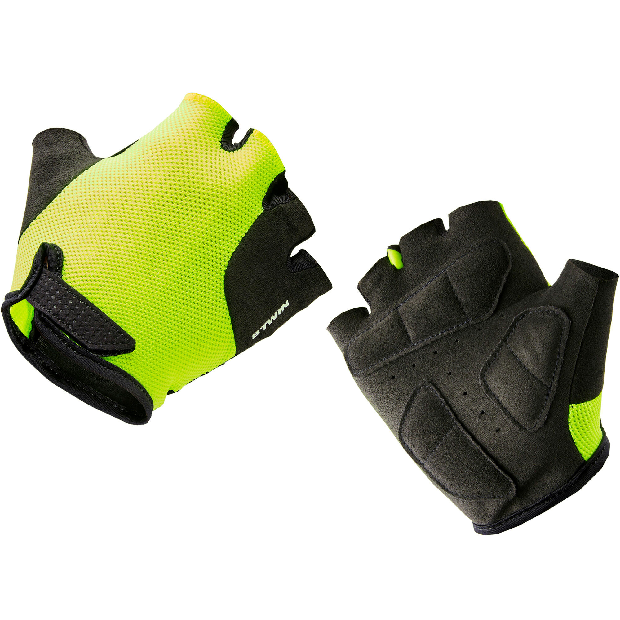 BTWIN 500 Kids' Fingerless Cycling Gloves - Yellow