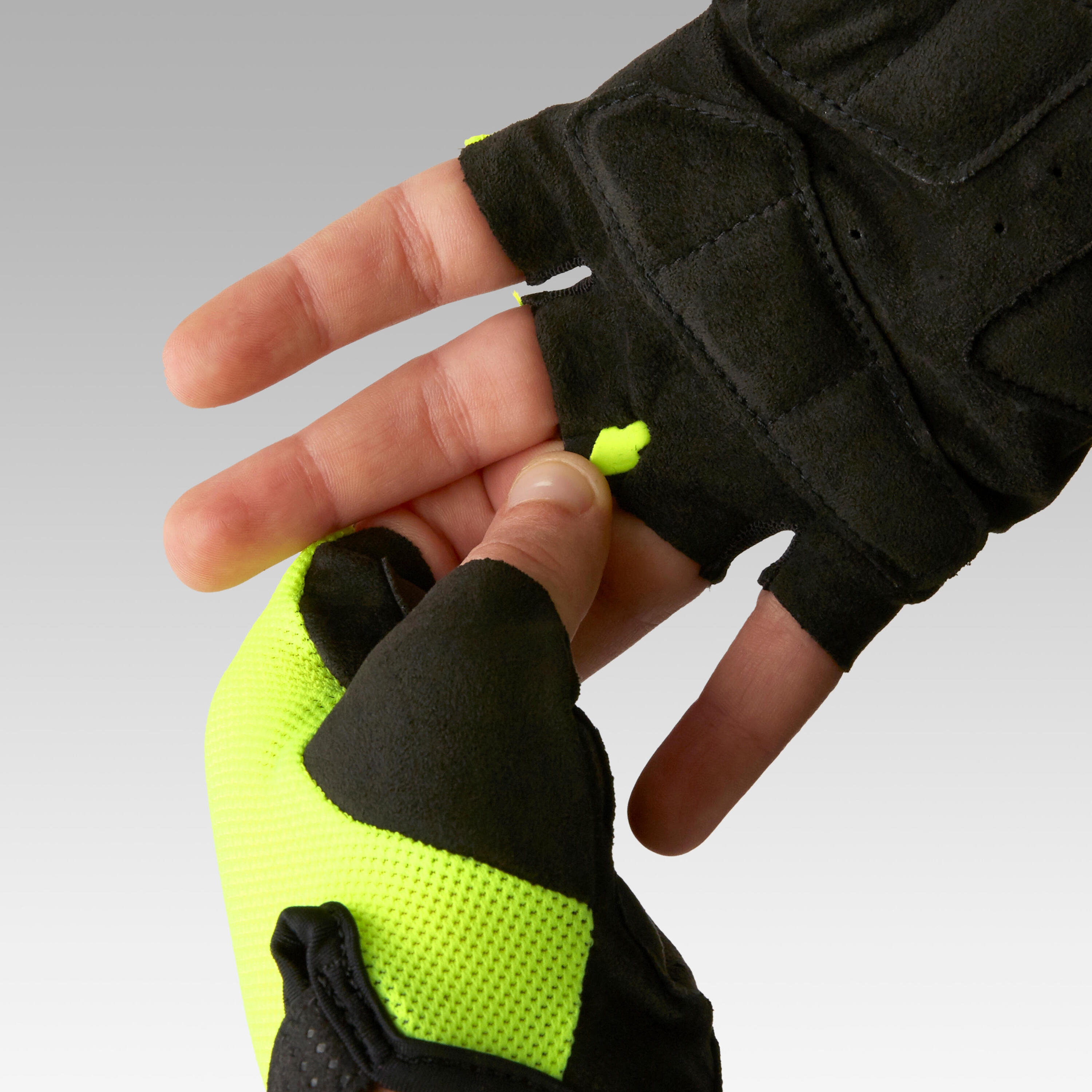 500 Kids' Fingerless Cycling Gloves - Yellow 5/5