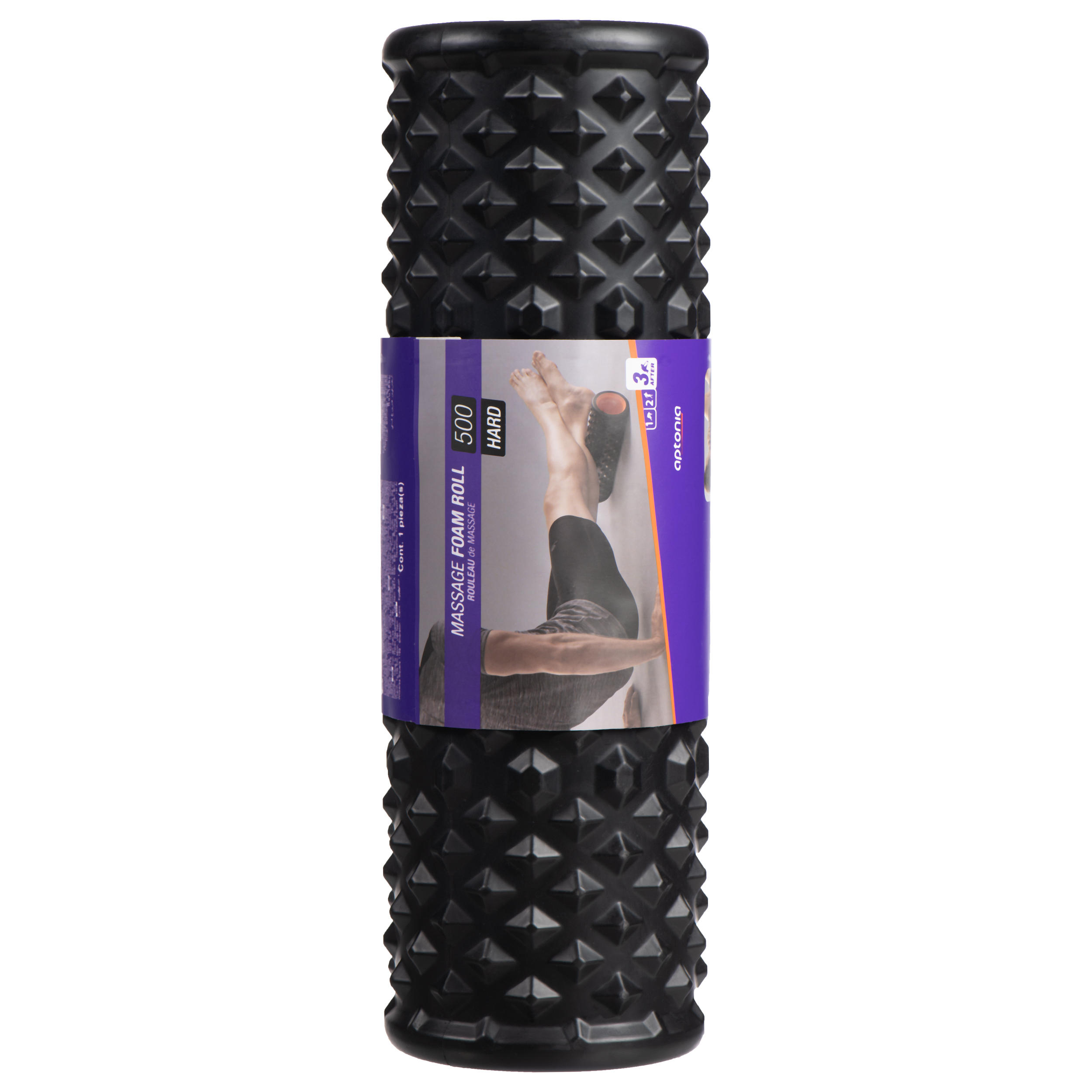 500 HARD MASSAGE ROLLER / FOAM ROLLER - BLACK - DecathlonB2B