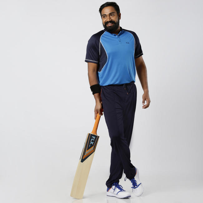 MEN'S QUICK DRY CRICKET TSHIRT, BLUE/DARK BLUE