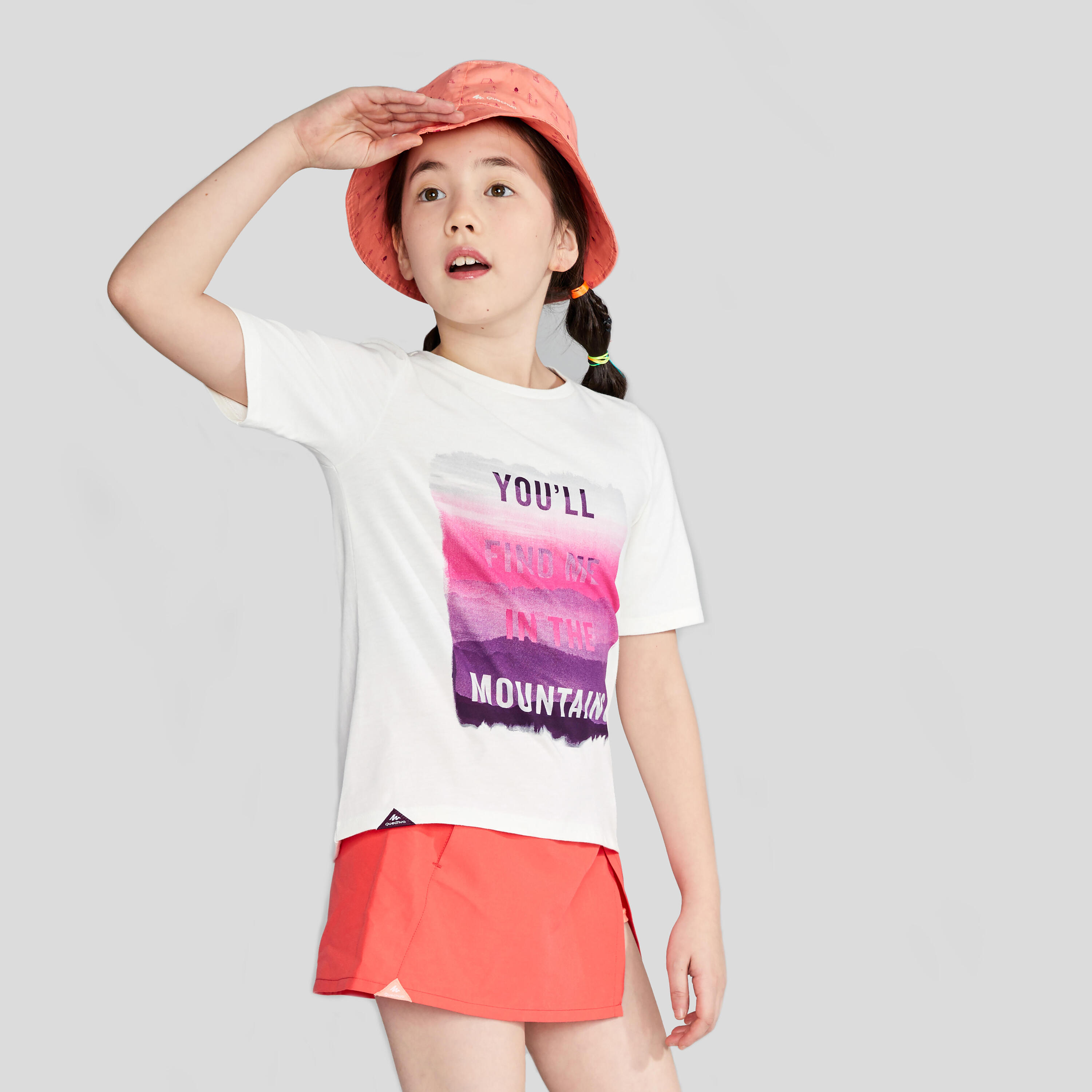 T-Shirt de randonnée - MH100 blanc - enfant 3/4