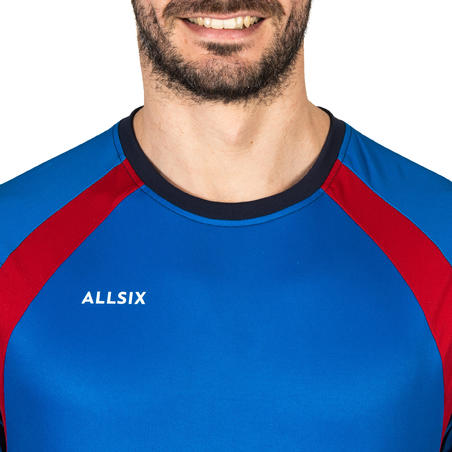 Camiseta de Voleibol Allsix V500 hombre azul y rojo