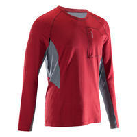 TEE-SHIRT D'ESCALADE STRETCH MANCHES LONGUES - VERTIKA HOMME BORDEAUX