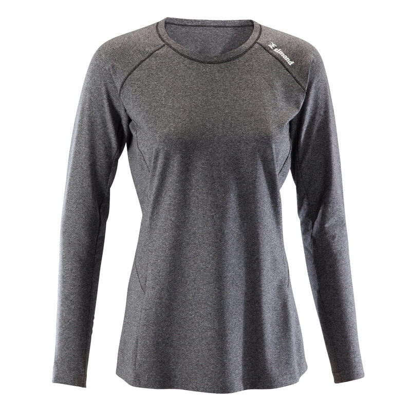 Camiseta de Escalada y Montaña Mujer Simond Outdoor Manga Larga Gris
