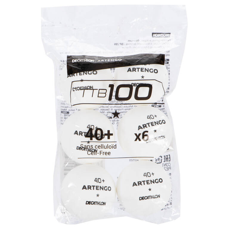 TTB 100 1* 40+ Table Tennis Balls 6Pack White Decathlon