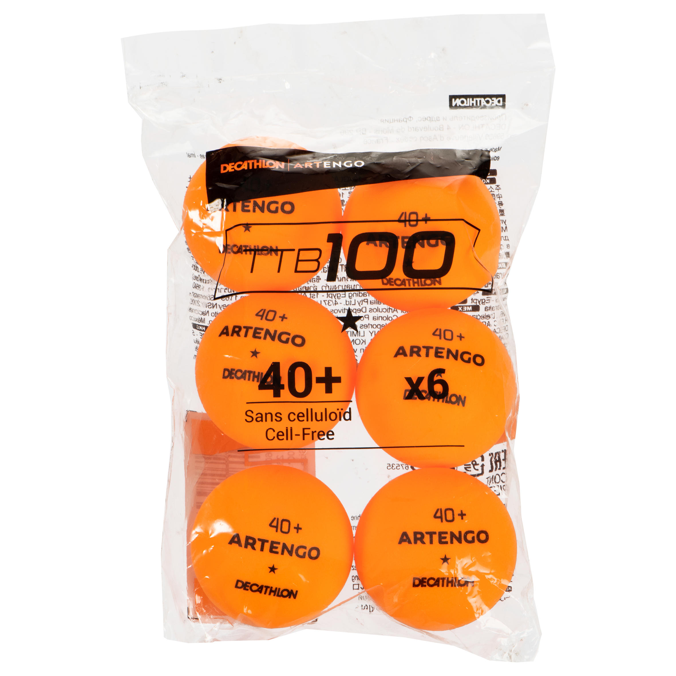 TTB 100* 40+ 6-Pack Table Tennis Balls - Orange - PONGORI