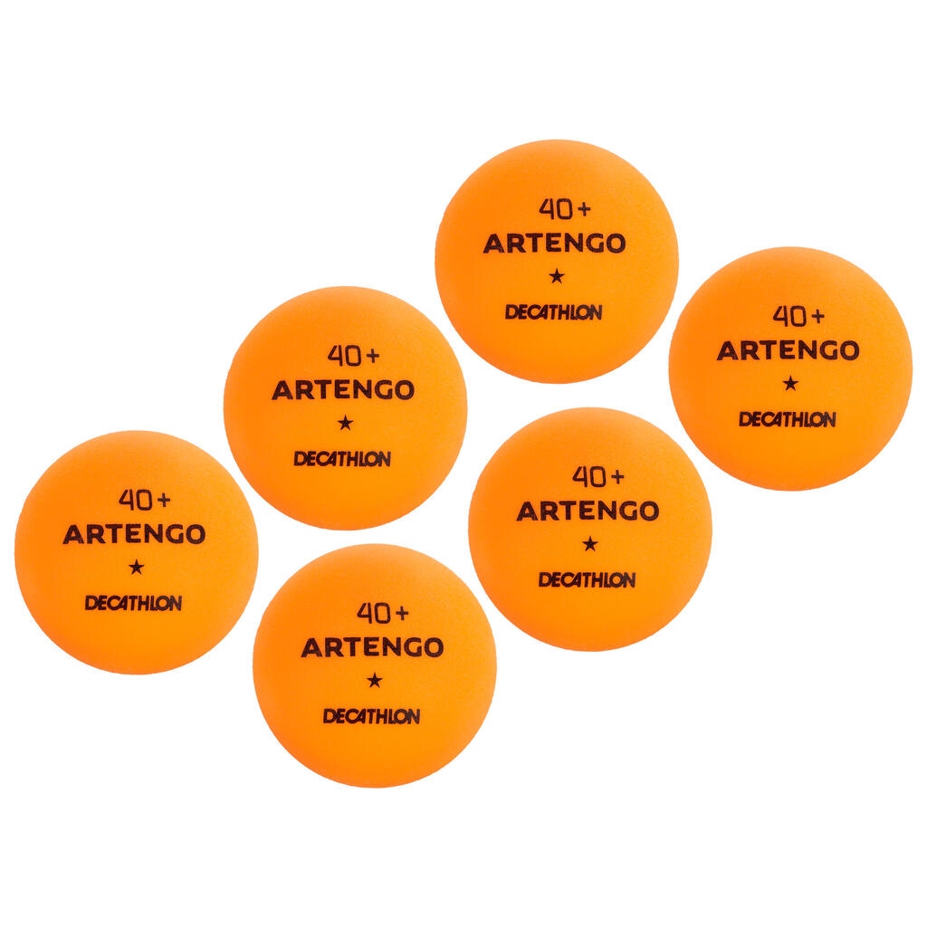 TTB 100* 40+ 6-Pack Table Tennis Balls - Orange
