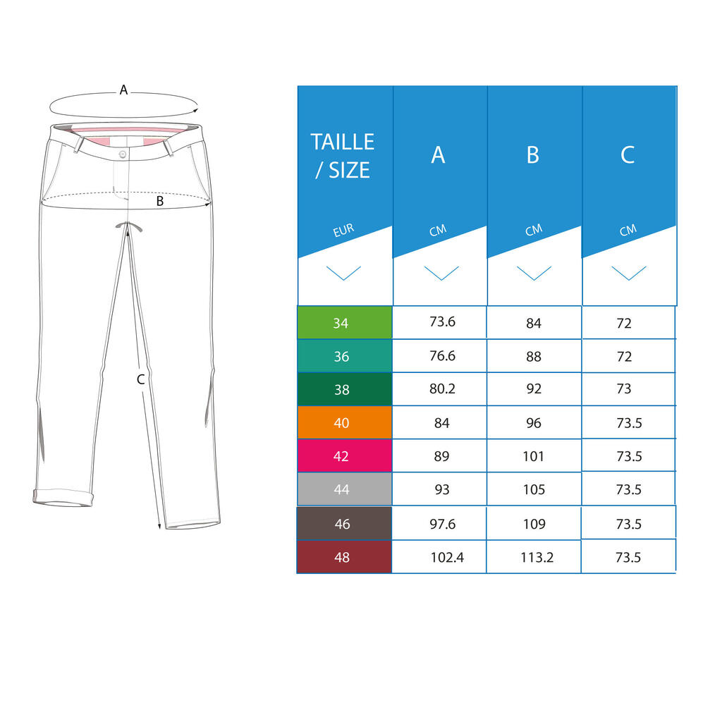 Pantalón de golf beige para mujer MW500
