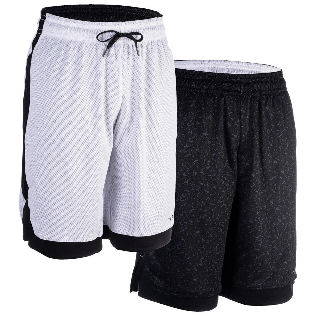 Basketballshorts wendbar SH500 Herren weiss/marineblau