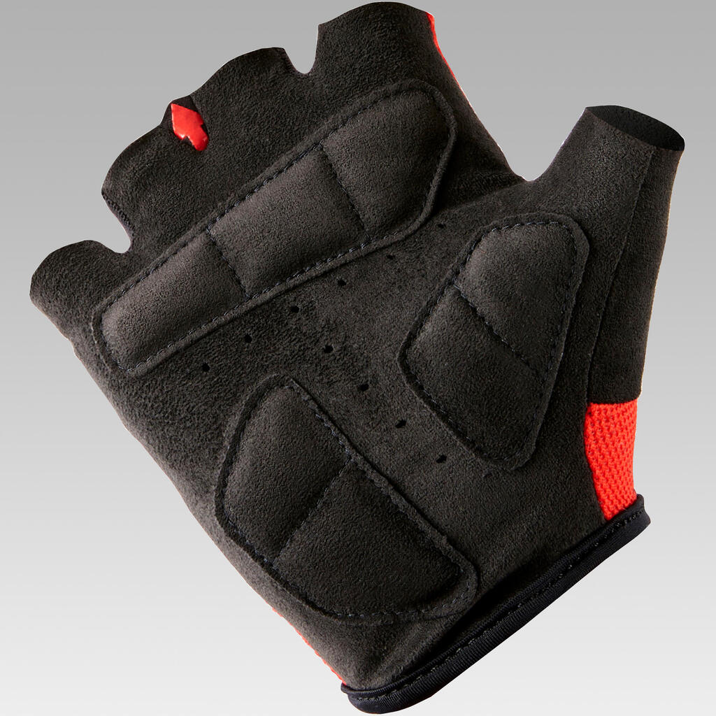 500 Kids' Fingerless Cycling Gloves 8-12 - Red