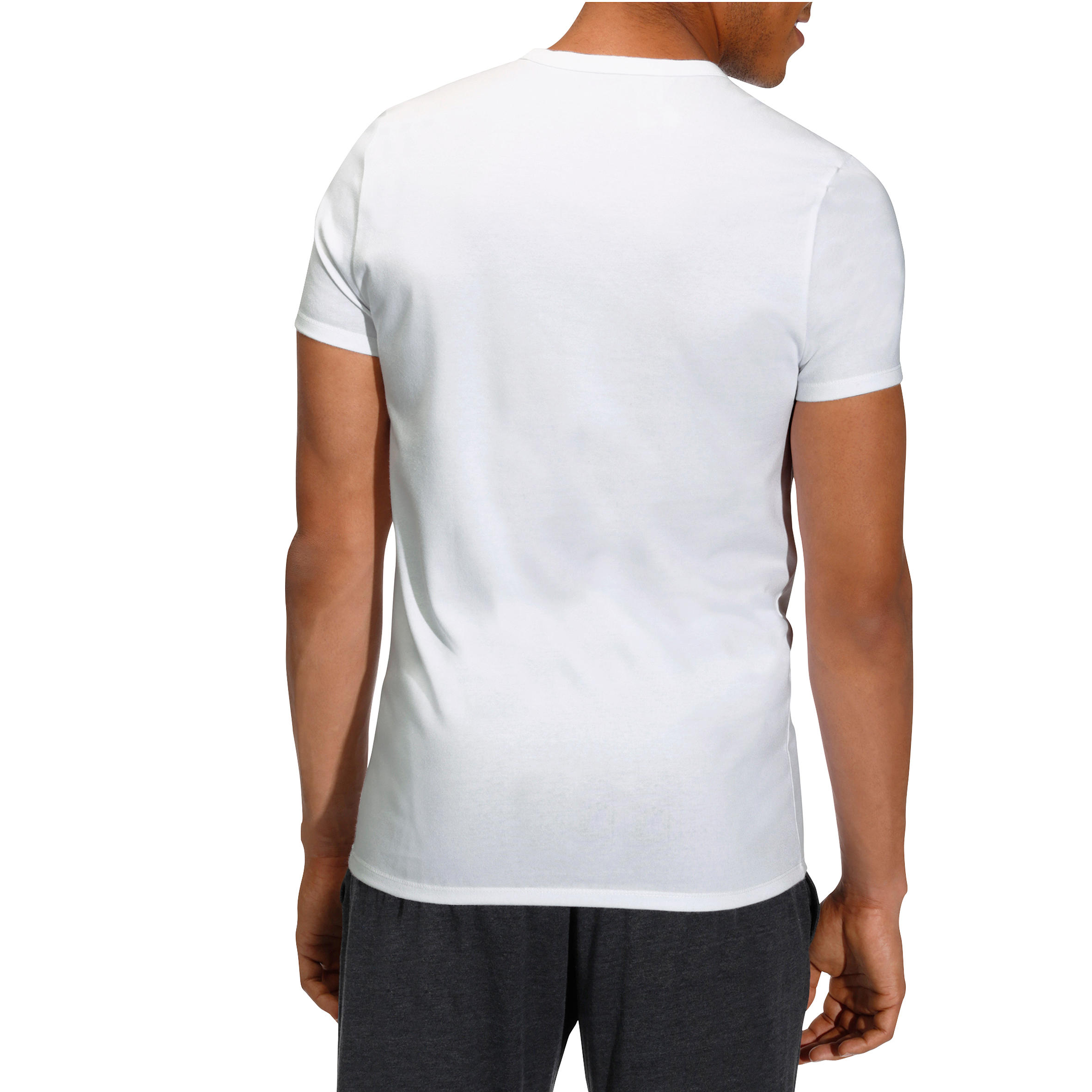 Men's Slim-Fit V-Neck T-Shirt 500 - White 2/2